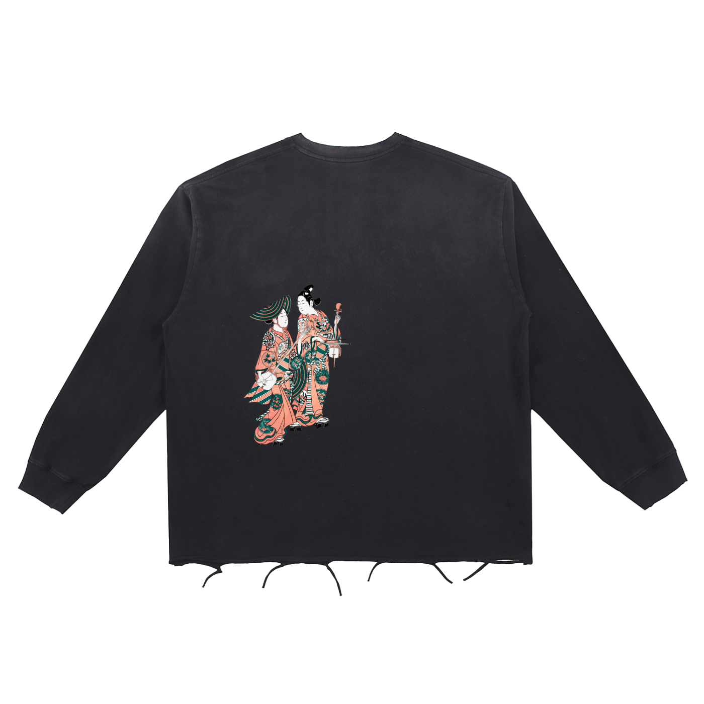 Snow Wash Raw Edge Cotton T-Shirt